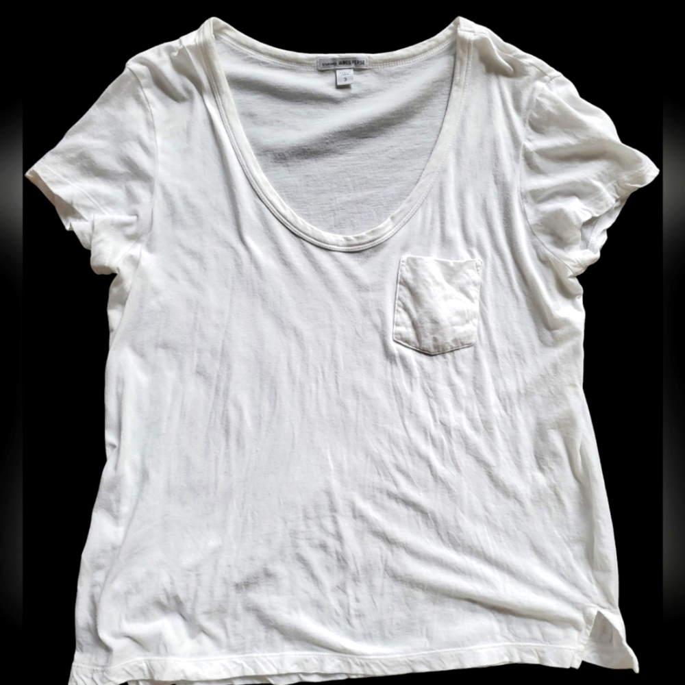 James Perse size 3 short sleeve 100% cotton white pocket short sleeve t- shirt